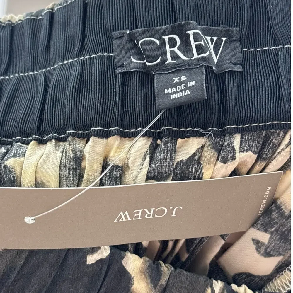 J. Crew Smocked Waist Floral Pleated Cotton Skirt